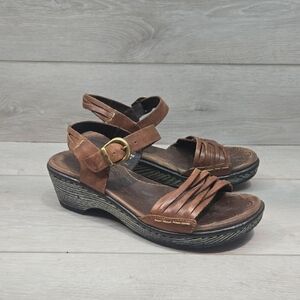 Born Women Saltona Brown Strappy Heels Leather Sandals Shoes Sz 8